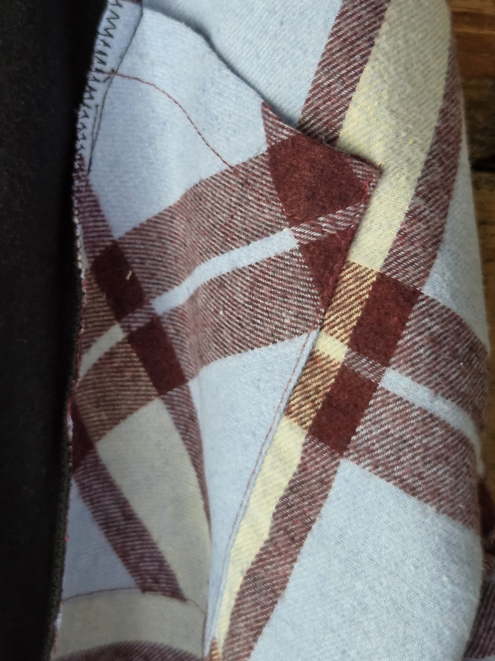 Upcycled Cropped Black Graphic Tee with Plaid Sleeve Contrast - Western Print - Picture 5 of 10